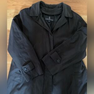 London Fog Black Trench Coat Matte Finish